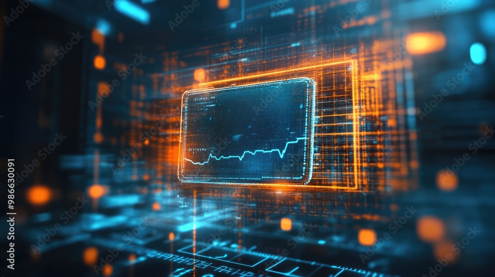 Poster close-up of a digital wallet icon on a virtual screen, with data nodes symbolizing the security and 