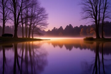 Tranquil Scenery with Violet and Amber Gradient Fusion