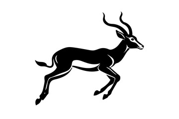 A dynamic vector artwork of an impala leaping at high speed, showcasing the animal's grace and agility in motion. Perfect for wildlife, nature, and outdoor-themed designs.