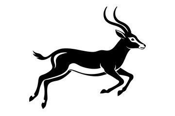 A dynamic vector artwork of an impala leaping at high speed, showcasing the animal's grace and agility in motion. Perfect for wildlife, nature, and outdoor-themed designs.