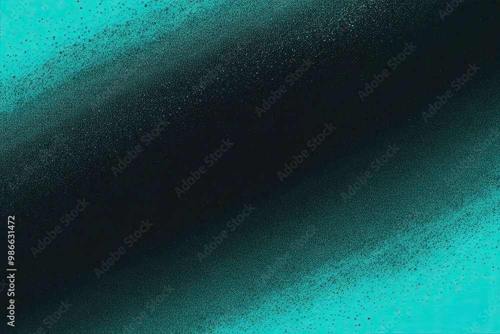 Poster turquoise gradient scene with shimmering teal light and dark noise texture