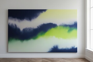 Dreamy Navy and Lime Haze Ethereal Soft Tone Gradient Canvas Art Display