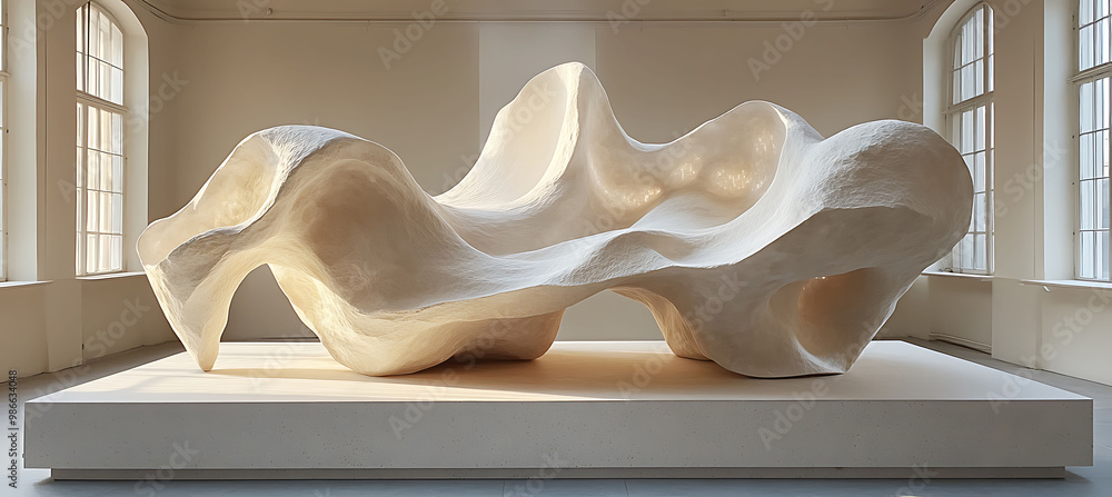 Poster ar art gallery featuring interactive holograms where digital sculptures float realworld spaces creat