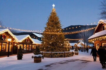 Enchanting Winter Wonderland Destination with Holiday Spirit and Glittering Lights
