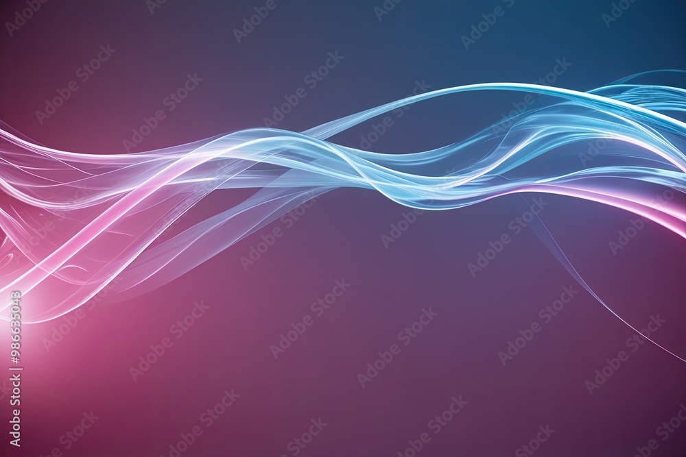 Poster Modern Sleek Background with Flowing Icy Pink and Indigo Lights in Dynamic Wave Patterns