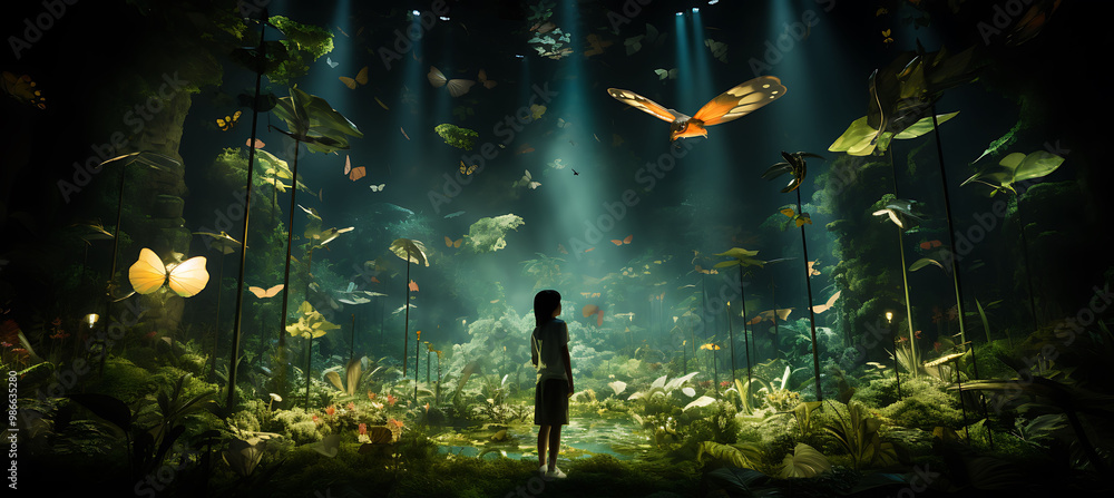 Poster ar art installation blending reality surreal digital landscapes allowing viewers to walk through dre