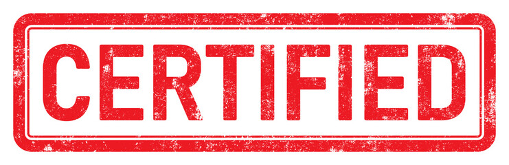 Red stamp "CERTIFIED" isolated on transparent background