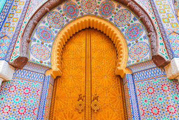 Fes, Morocco. Bab el-Makhzen gate, the Royal Palace in the historical city of Fez.