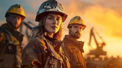 Fototapeta premium équipe de travailleurs féminine construction