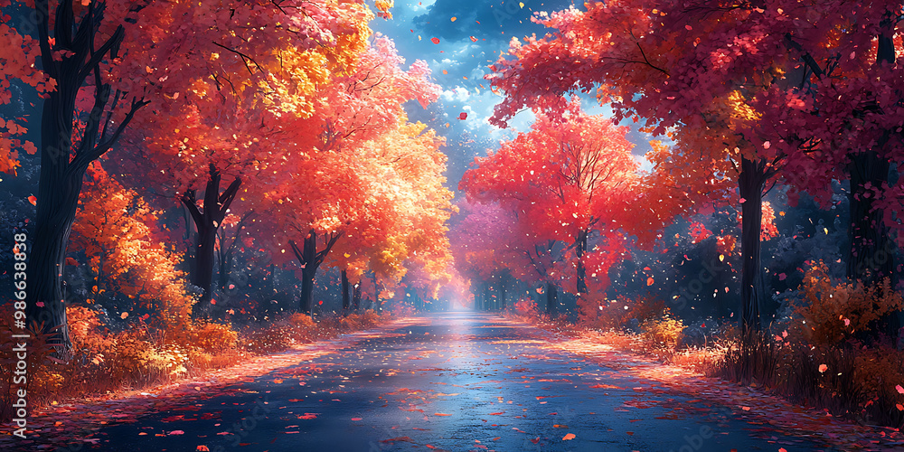 Poster ar art installation turning entire park into a virtual dreamscape with trees and paths transforming 