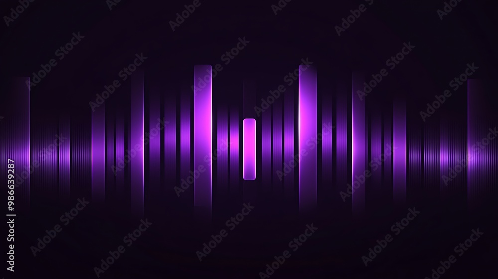 Poster abstract purple and black background with vertical lines and glowing effect.