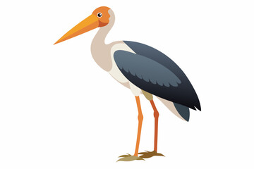 A striking vector art illustration of a Marabou Stork in the Savanna, highlighting its unique features .