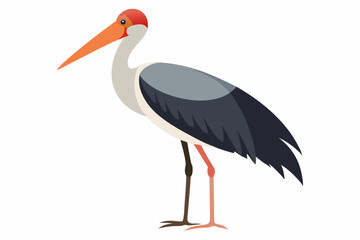 A striking vector art illustration of a Marabou Stork in the Savanna, highlighting its unique features .