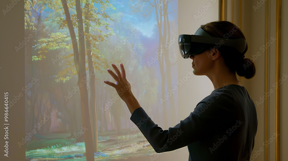 Poster ar art using wearable devices allowing users interact with 3d holographic paintings that appear in r