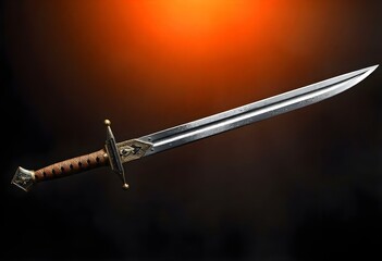 sword on a orange and black gradient background create with ai