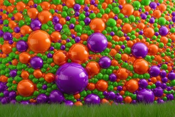 Obraz premium Psychedelic Bubble Art in Electric Orange and Violet Grass Green Colors