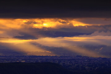 岩手県奥州市　夜明けの風景