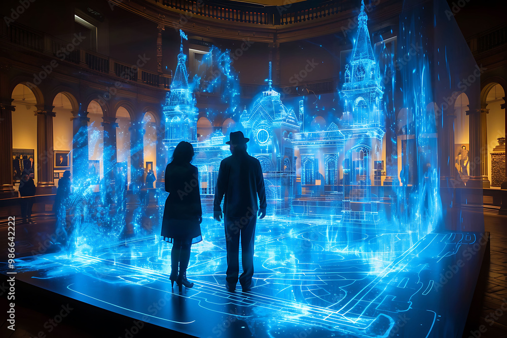 Poster augmented reality art exhibit contemporary drawing projected into realworld spaces allowing viewers 