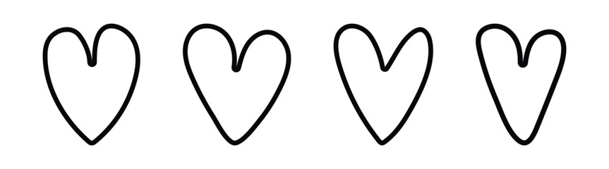 Vector Hand Drawn Black Heart Set