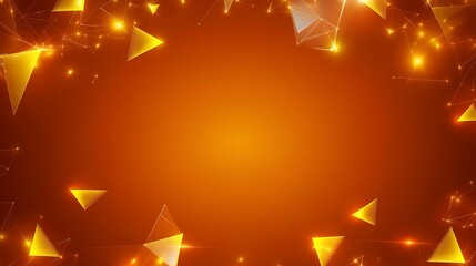 Abstract orange background with glowing geometric shapes and a copy space in the center.