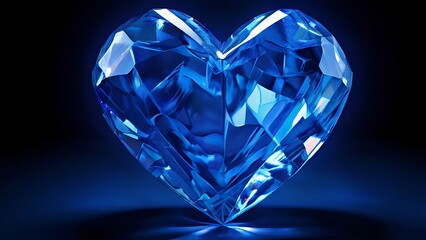 Fototapeta premium Blue Crystal Heart on Dark Background
