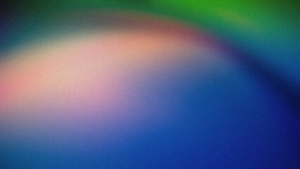 Abstract gradient blending rich hues of blue, green, peach, and pink with a grainy texture. Ideal for vibrant 4K backgrounds, wallpapers, and modern designs