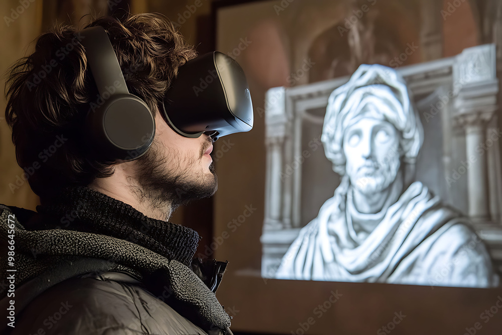 Poster augmented reality gallery showcasing art interacts with visitors in realtime with virtual sculptures