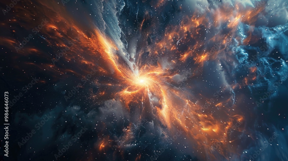 Wall mural radiant bursts of light creating a captivating cosmic display