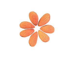 Flower Shape Almonds isolated on white background