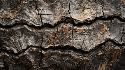 Rugged bark texture an ancient tree with deep grooves showcasing the natural patterns and resilience of wood suitable for nature and outdoor themes