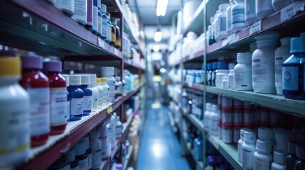 A pharmacy aisle with many different types of medications