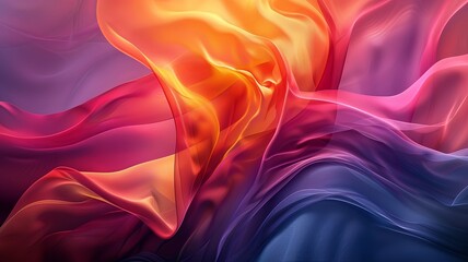 Obraz premium A colorful, flowing piece of fabric with a red and orange flame in the center