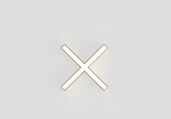 Obraz premium Gold cancellation cross. 3d rendering on the web, Internet, gaming, games, PC, business, work. Gray background.