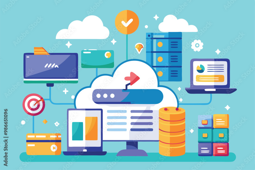 Poster cloud data management tools for efficient storage and backup solutions in modern technology, cloud d