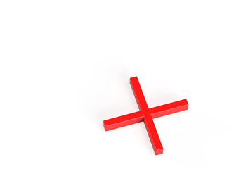 Red cancellation cross. 3d rendering on the web, Internet, gaming, games, PC, business, work. Transparent background.