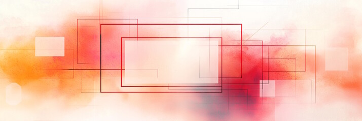 Naklejka premium Abstract orange and red background with geometric lines and digital effects. Ideal for tech-themed designs, promotional campaigns, and futuristic visuals