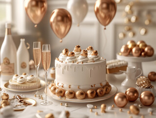 Naklejka premium Luxurious Celebration Cake with Gold Details