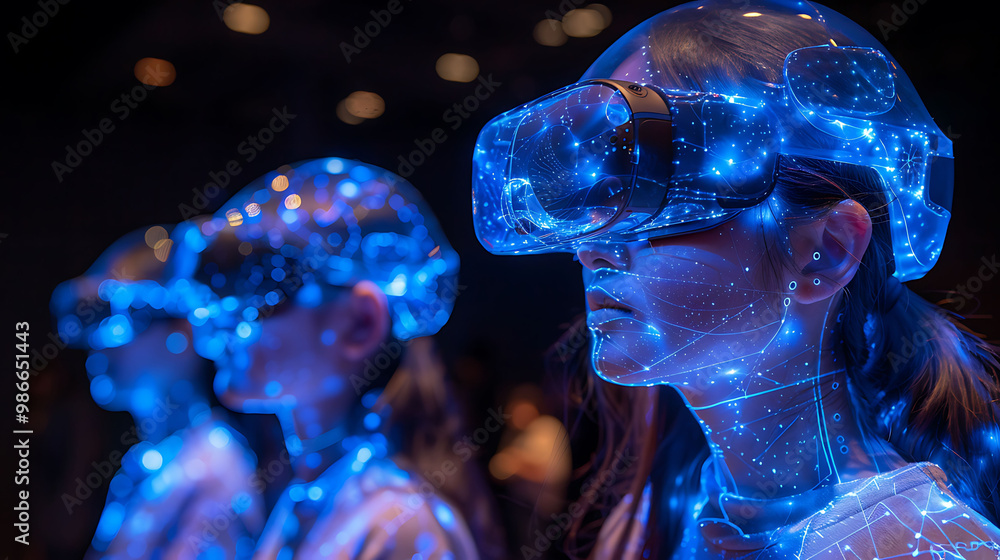 Poster immersive ar art exhibit using headset allowing viewers to step into a world where physical sculptur