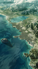 Coastal Landscape with Mountain Ranges