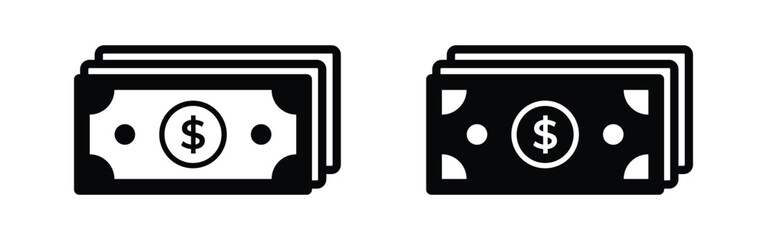 Vector Money Icon Set. Dollar Bills Icon Set