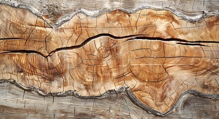 Nature’s Artistry: The Intricate Dance of Wood Grain and Time. Close-up of a wooden surface with a richly detailed wood grain pattern.