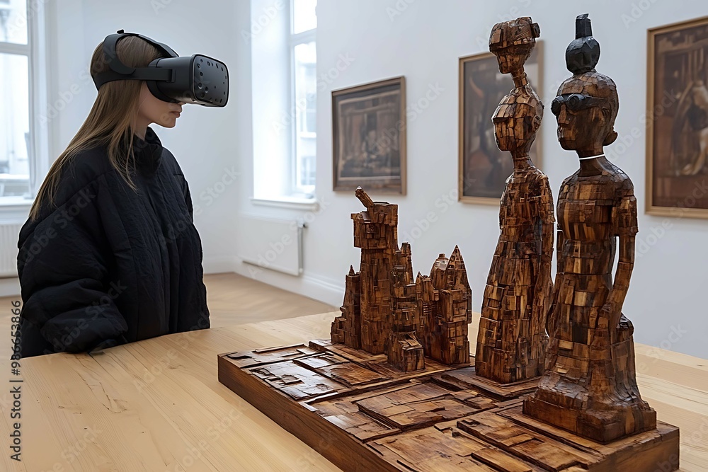 Poster interactive ar game art installation where players explore world of augmented sculptures unlocking n