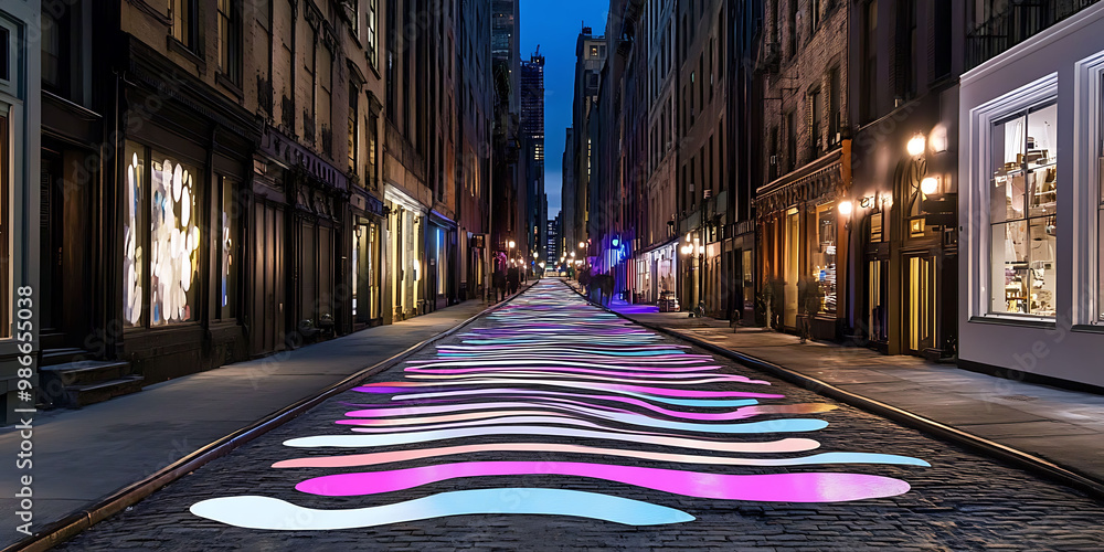 Poster interactive ar visuals where digital raindrops fall real city streets creating puddles that form abs
