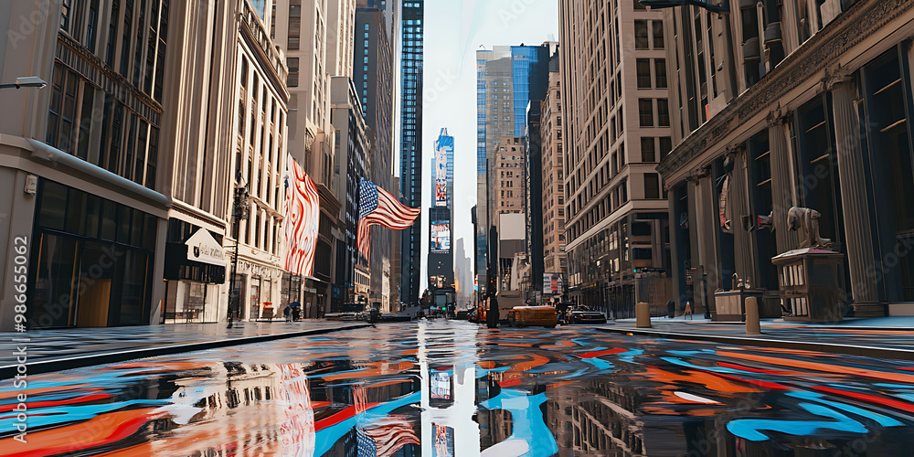 Poster interactive ar visuals where digital raindrops fall real city streets creating puddles that form abs