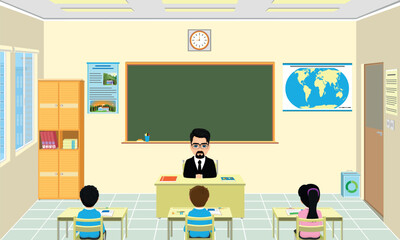 teacher and students teaching in classroom