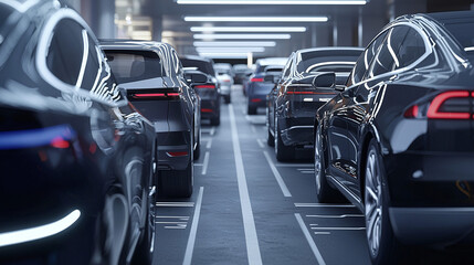 high-tech sleek parking navigation sensors guiding vehicles