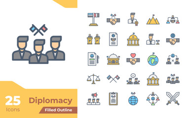 Diplomacy Filled Color Icons