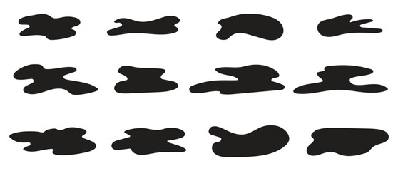 Set of black organic forms irregular shapes. Modern liquid irregular spot shape. Vector round blot form graphic element.