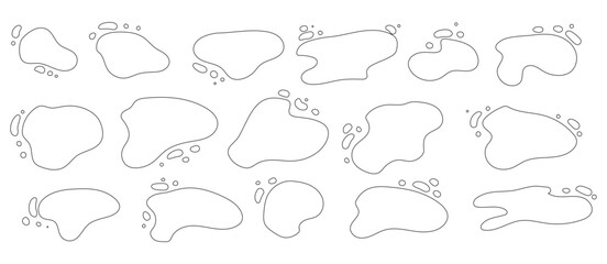 Set of organic forms irregular outline shapes. Modern liquid irregular spot. Vector round blot form graphic element.