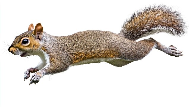 A squirrel is running through the air